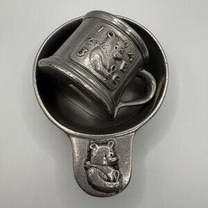 Vintage Carson Pewter Baby Bear Cup & Bowl
